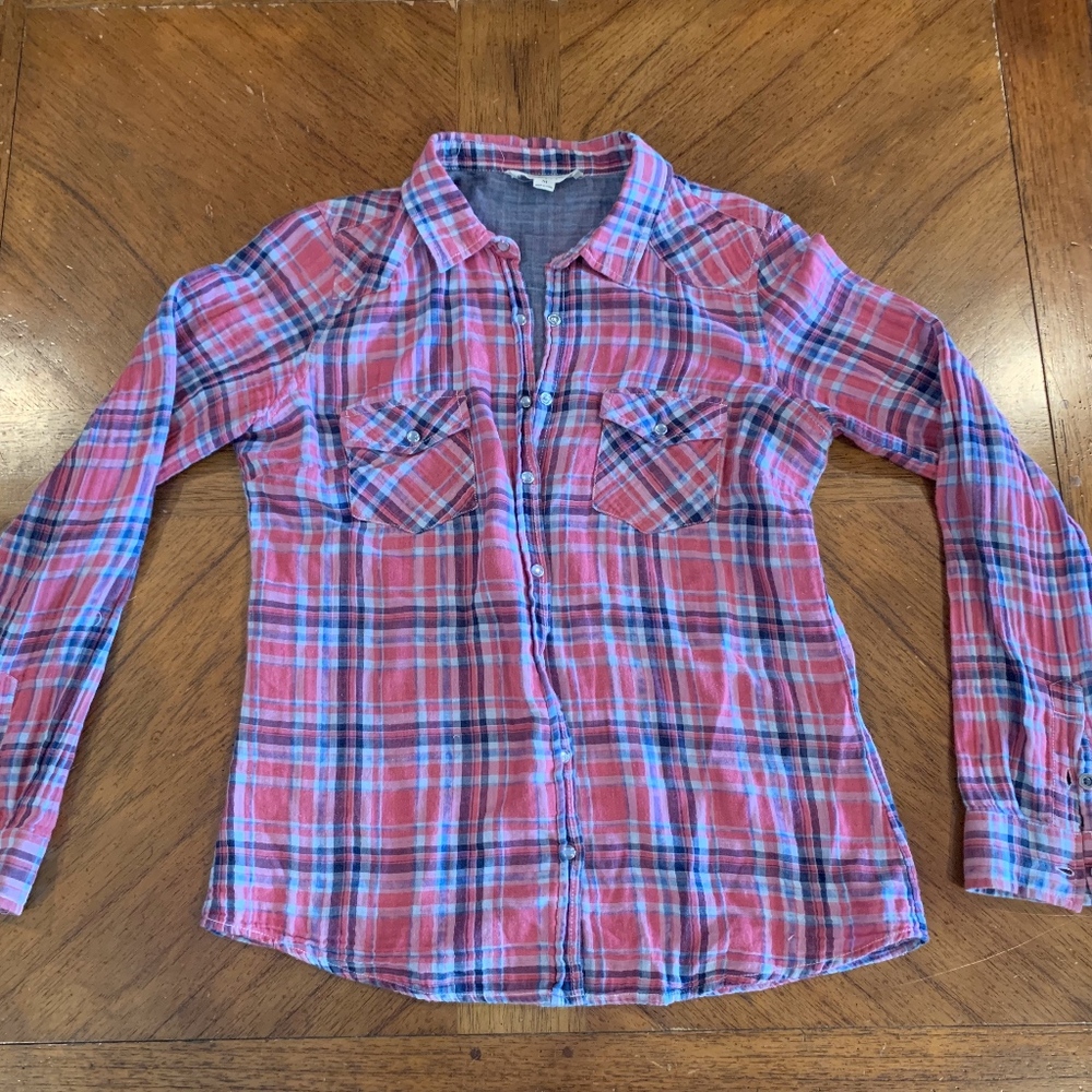 Rosey blue plaid flannel